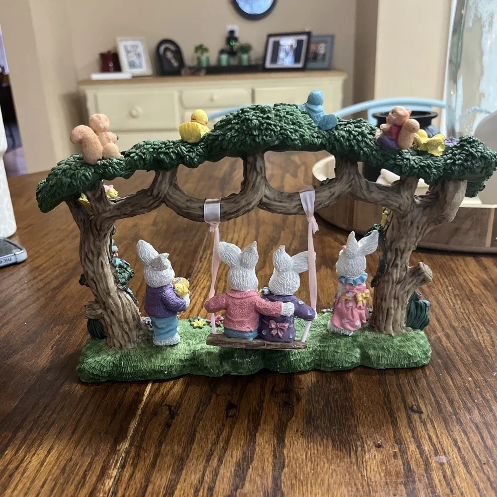 Vintage Easter Swinging Bunnys By Artist/Designer Sculped and Designed By Jaimy